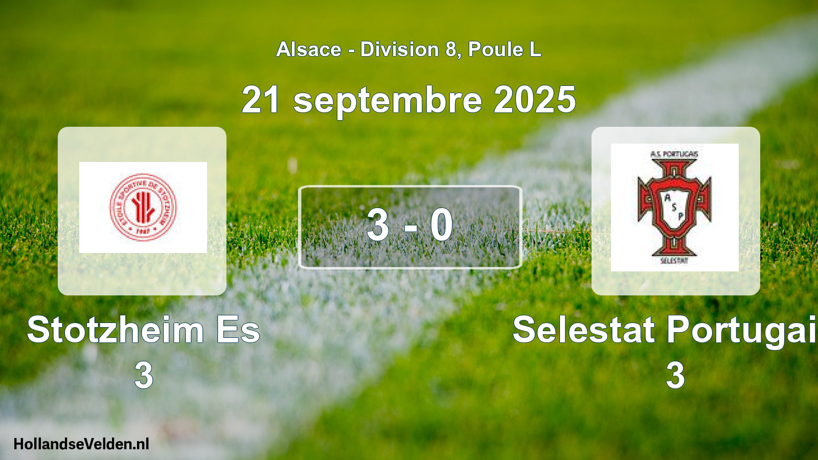 Match joué: Stotzheim Es 3 - Selestat Portugais 3 3 - 0 (21 septembre 2025)