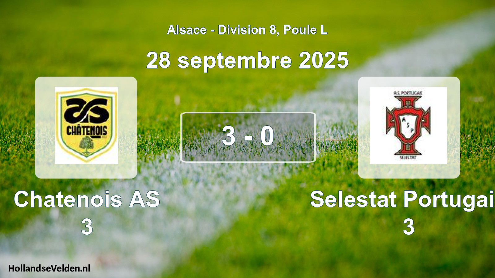 Match joué: Chatenois AS 3 - Selestat Portugais 3 3 - 0 (28 septembre 2025)