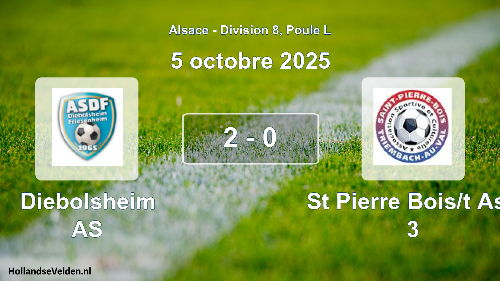 Match joué: Diebolsheim AS - St Pierre Bois/t Asc 3 2 - 0 (5 octobre 2025)