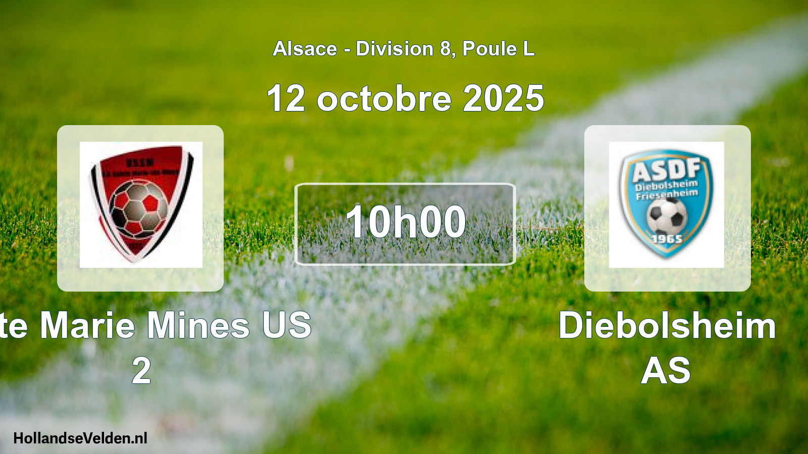 Match programmé: Ste Marie Mines US 2 - Diebolsheim AS (12 octobre 2025)