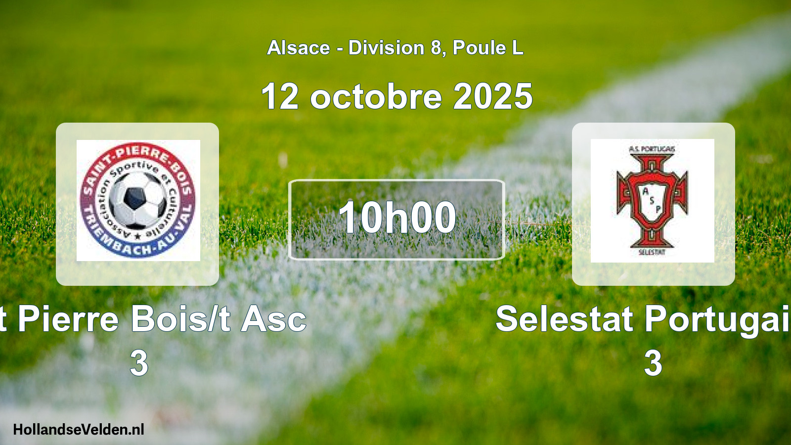 Match programmé: St Pierre Bois/t Asc 3 - Selestat Portugais 3 (12 octobre 2025)