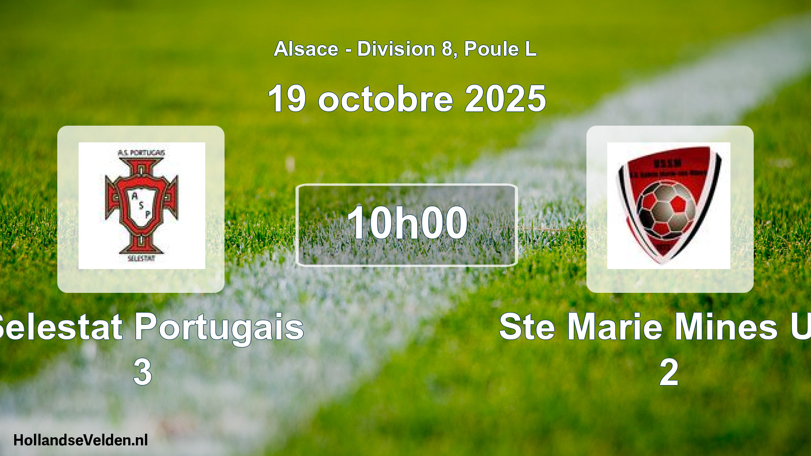 Match programmé: Selestat Portugais 3 - Ste Marie Mines US 2 (19 octobre 2025)