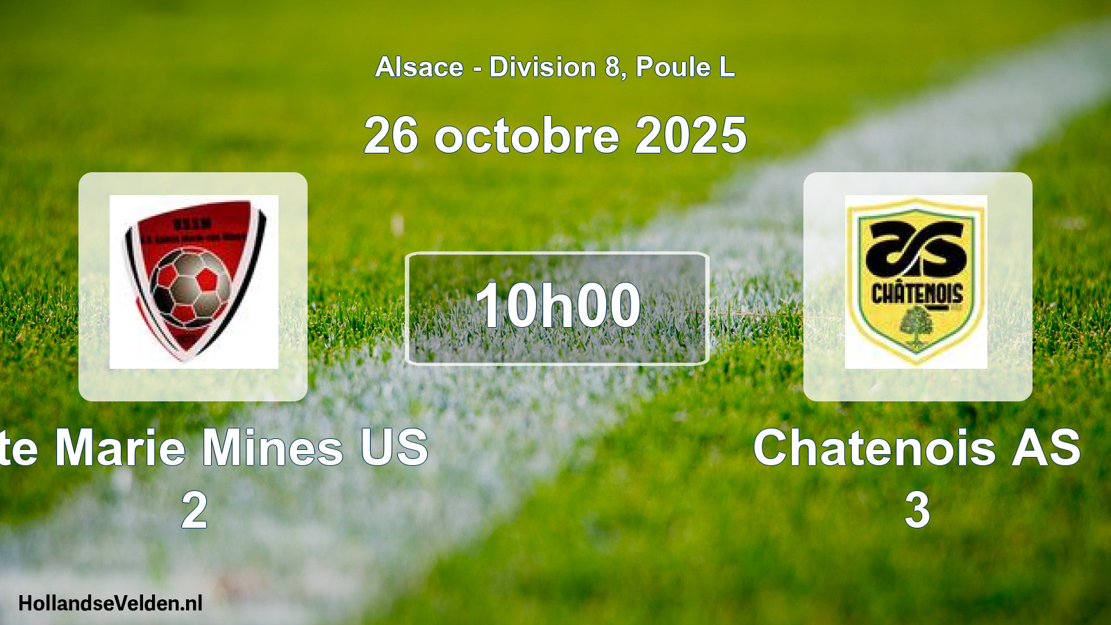 Match programmé: Ste Marie Mines US 2 - Chatenois AS 3 (26 octobre 2025)