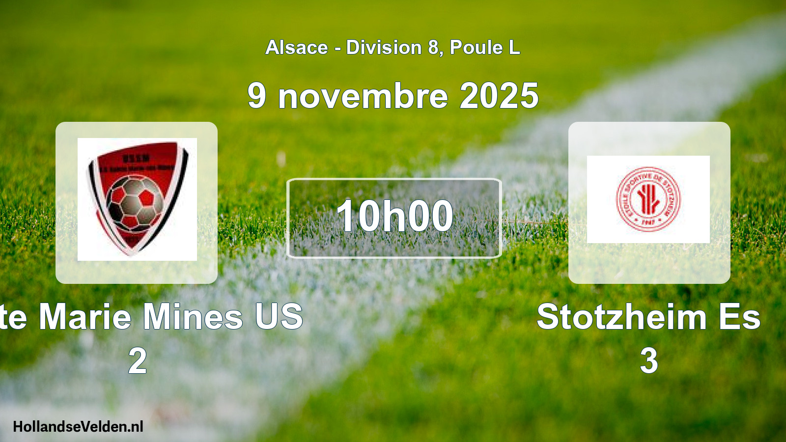 Match programmé: Ste Marie Mines US 2 - Stotzheim Es 3 (9 novembre 2025)