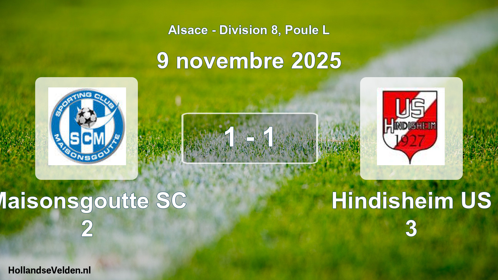 Match joué: Maisonsgoutte SC 2 - Hindisheim US 3 1 - 1 (9 novembre 2025)