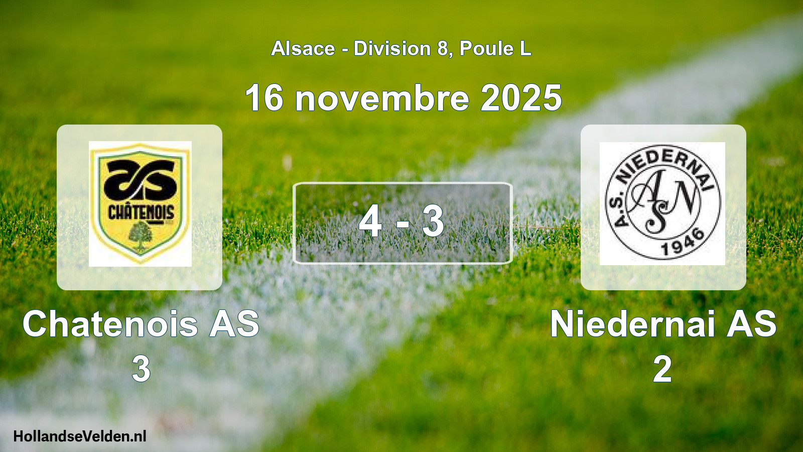 Match joué: Chatenois AS 3 - Niedernai AS 2 4 - 3 (16 novembre 2025)