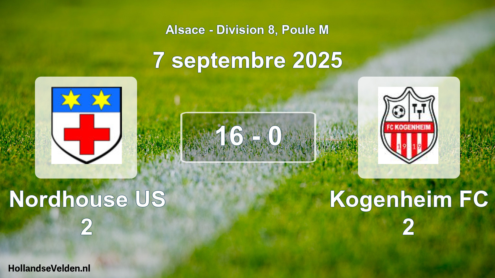 Match joué: Nordhouse US 2 - Kogenheim FC 2 16 - 0 (7 septembre 2025)