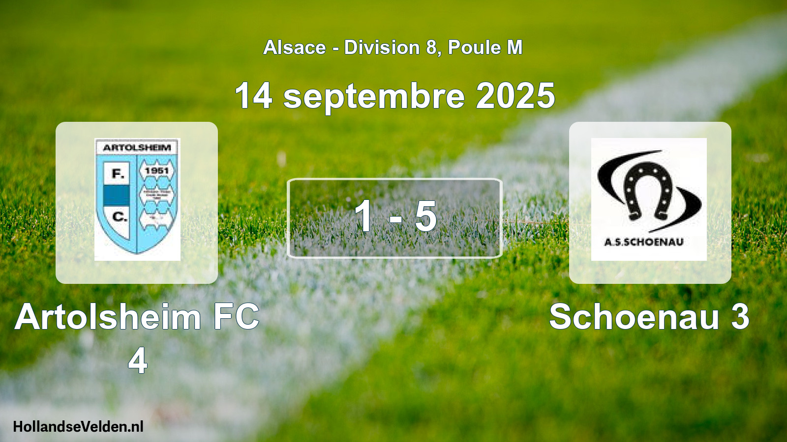 Match joué: Artolsheim FC 4 - Schoenau 3 1 - 5 (14 septembre 2025)