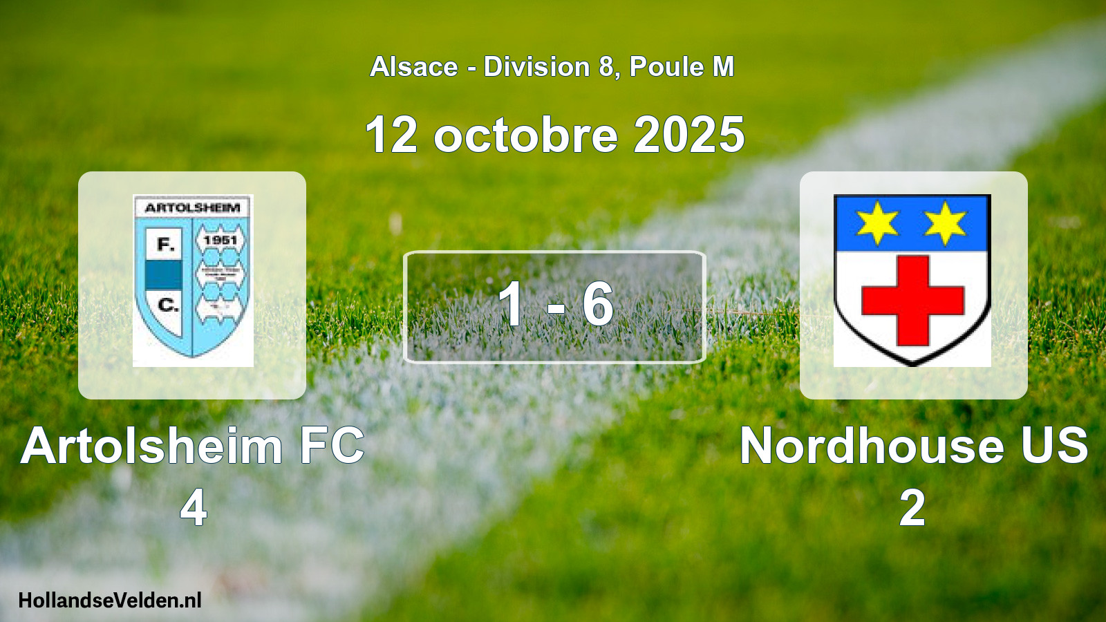Gespeelde wedstrijd: Artolsheim FC 4 - Nordhouse US 2 1 - 6 (12 oktober 2025)