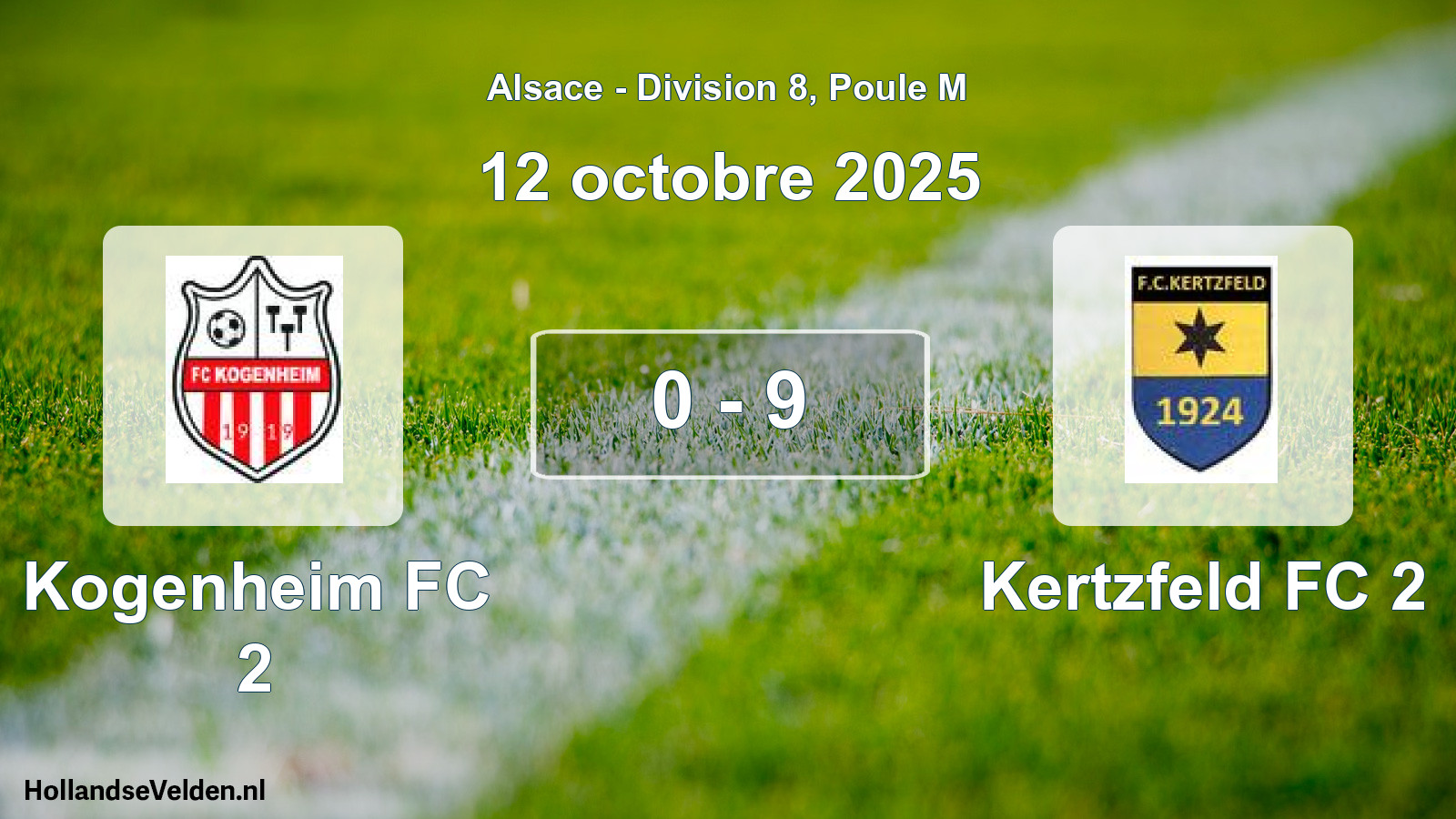 Match joué: Kogenheim FC 2 - Kertzfeld FC 2 0 - 9 (12 octobre 2025)