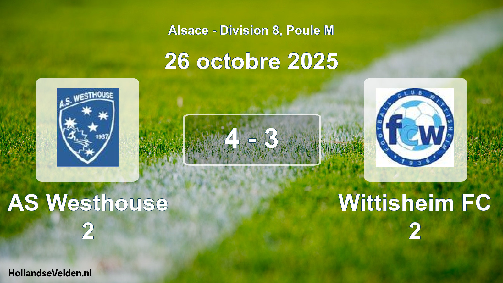 Total number of matches played: AS Westhouse 2 - Wittisheim FC 2 4 - 3 (26 October 2025)