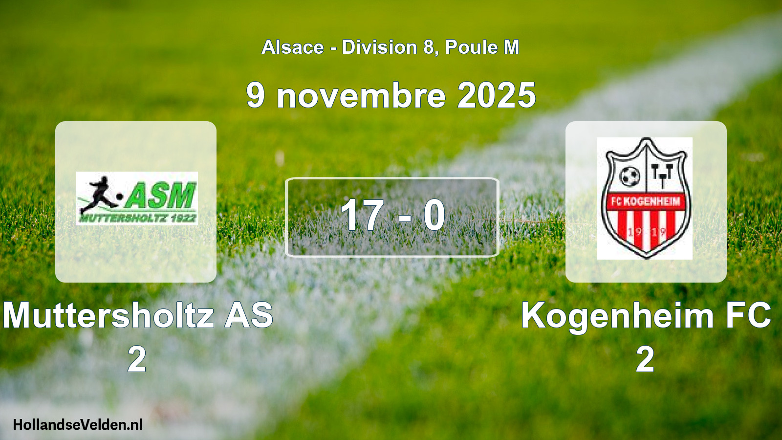 Total number of matches played: Muttersholtz AS 2 - Kogenheim FC 2 17 - 0 (9 November 2025)