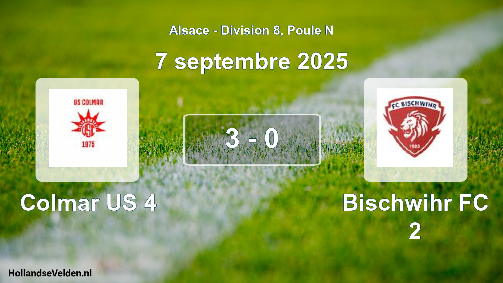 Match joué: Colmar US 4 - Bischwihr FC 2 3 - 0 (7 septembre 2025)
