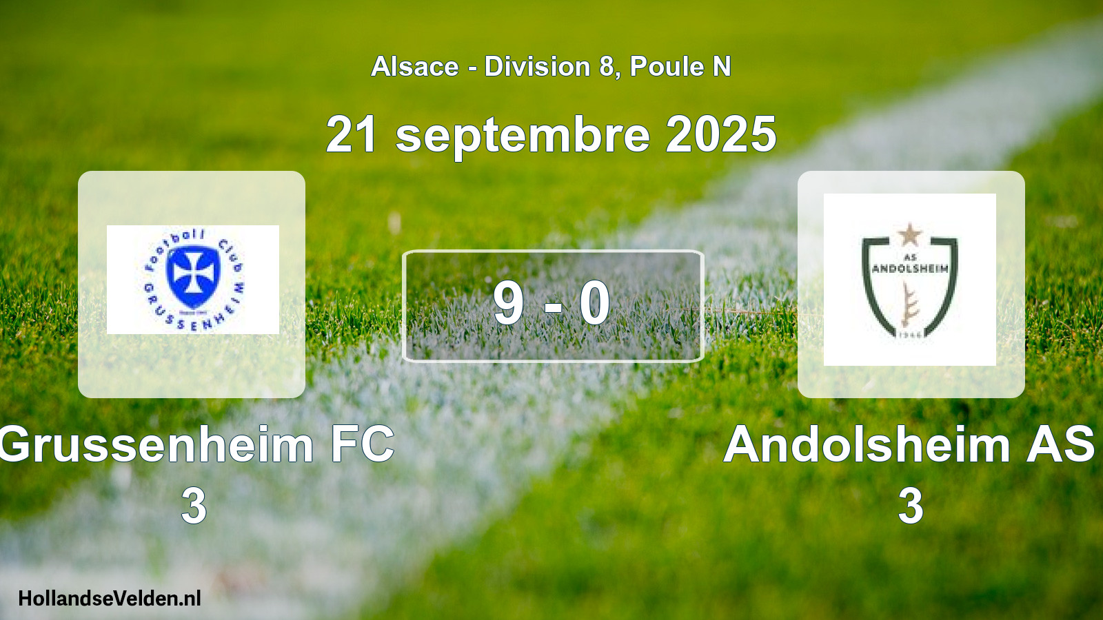 Match joué: Grussenheim FC 3 - Andolsheim AS 3 9 - 0 (21 septembre 2025)