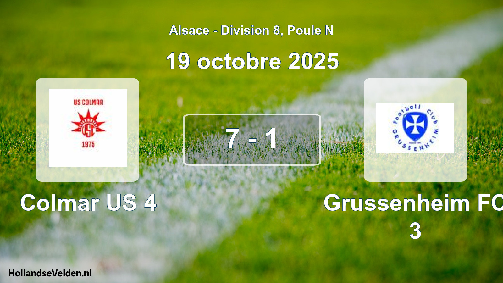 Total number of matches played: Colmar US 4 - Grussenheim FC 3 7 - 1 (19 October 2025)
