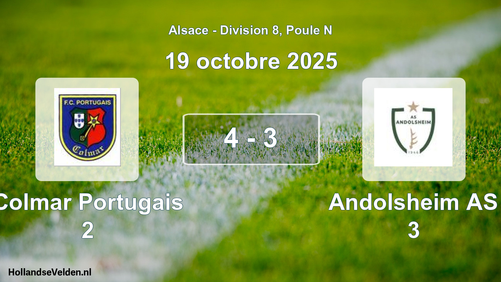 Total number of matches played: Colmar Portugais 2 - Andolsheim AS 3 4 - 3 (19 October 2025)