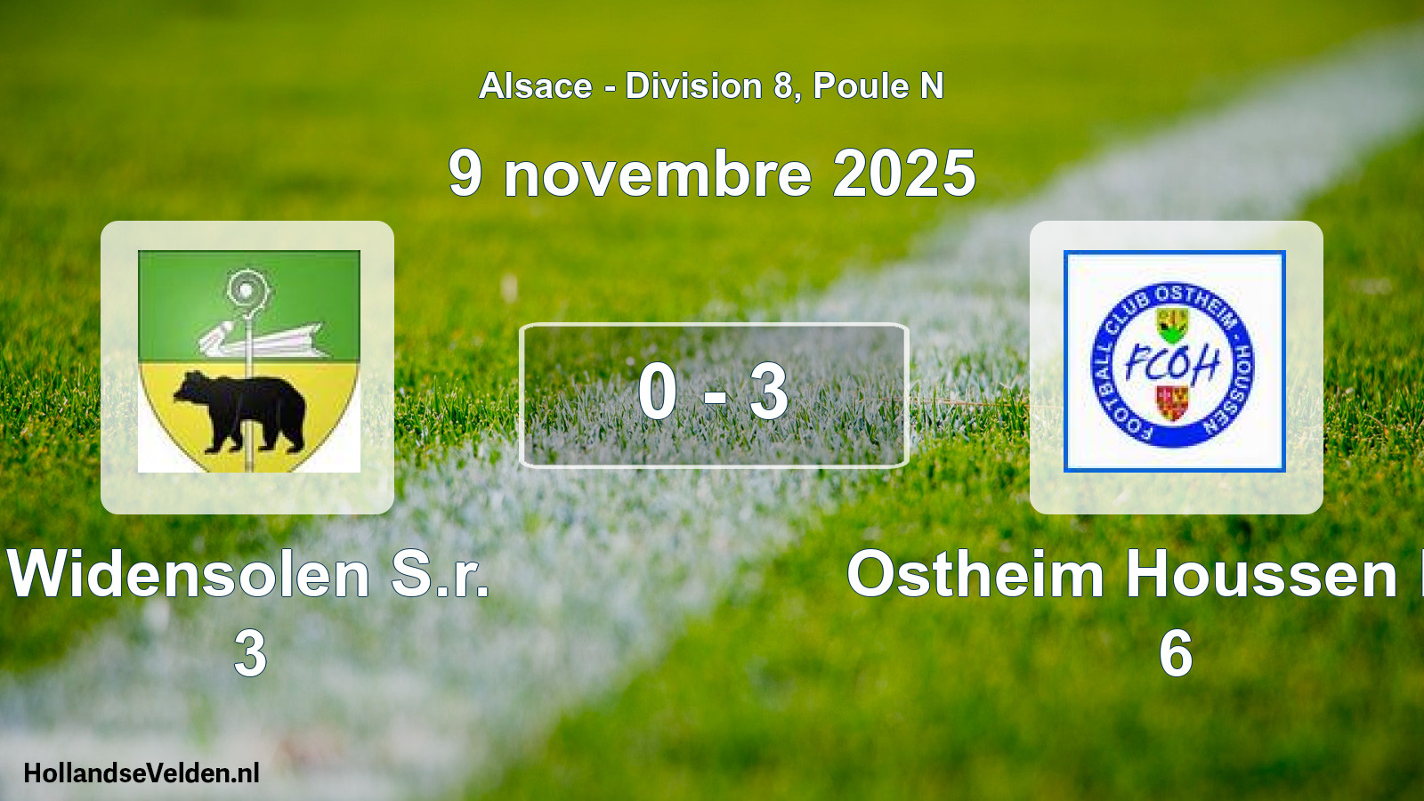 Match joué: Widensolen S.r. 3 - Ostheim Houssen FC 6 0 - 3 (9 novembre 2025)