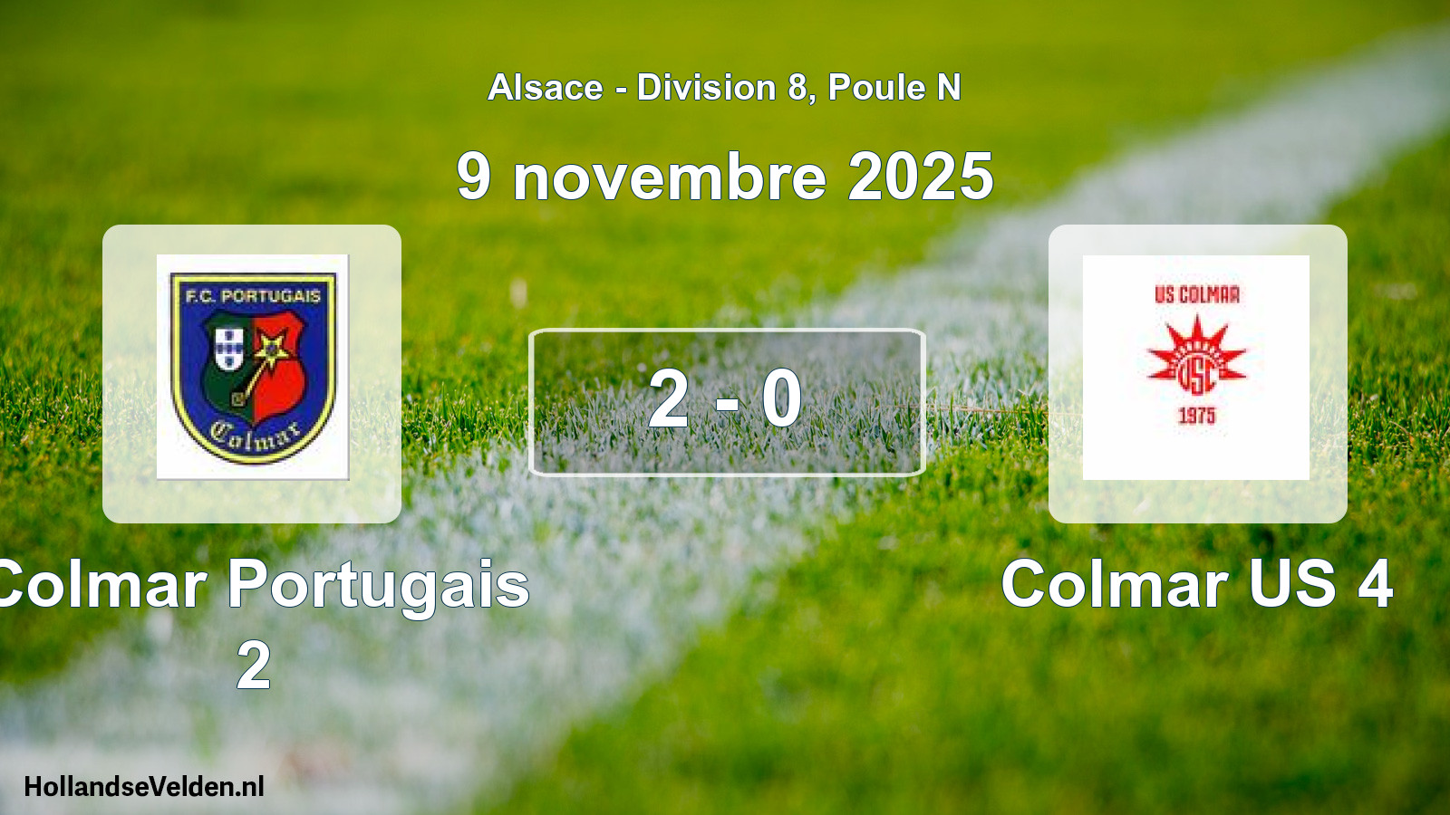 Total number of matches played: Colmar Portugais 2 - Colmar US 4 2 - 0 (9 November 2025)
