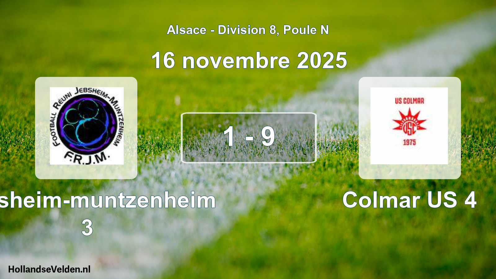 Match joué: Jebsheim-muntzenheim 3 - Colmar US 4 1 - 9 (16 novembre 2025)