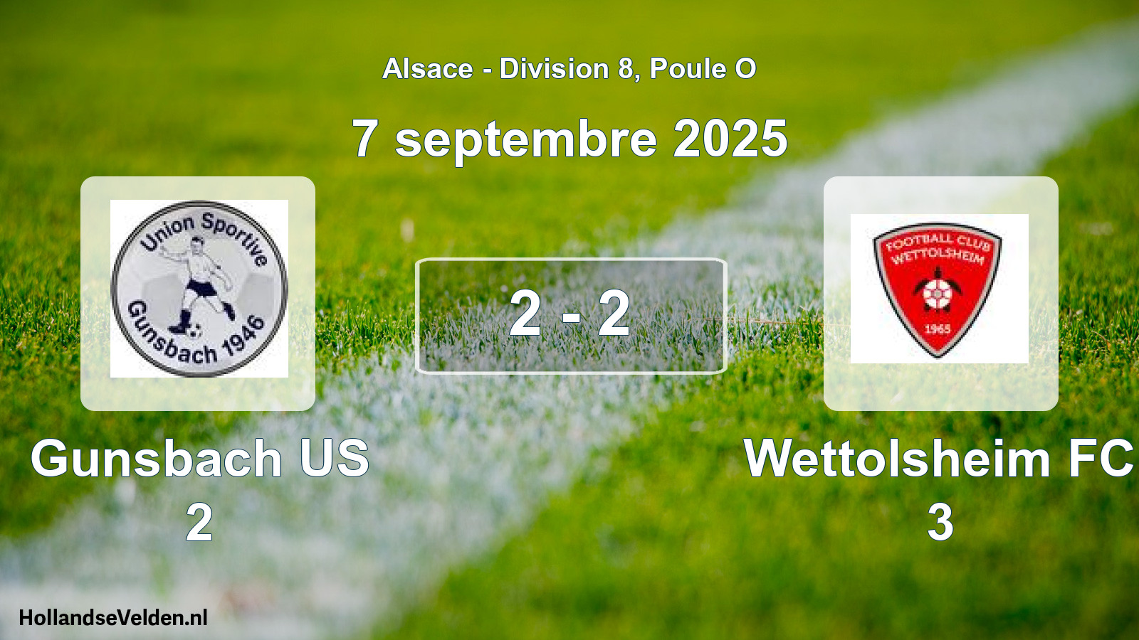 Gespeelde wedstrijd: Gunsbach US 2 - Wettolsheim FC 3 2 - 2 (7 september 2025)