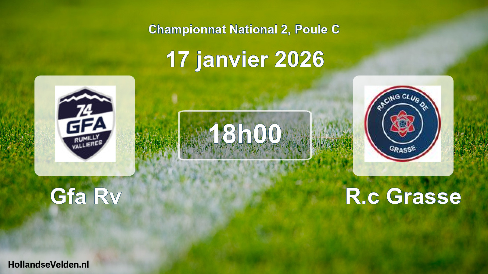 Geplande wedstrijd: Gfa Rv - R.c Grasse (17 janvier 2026)