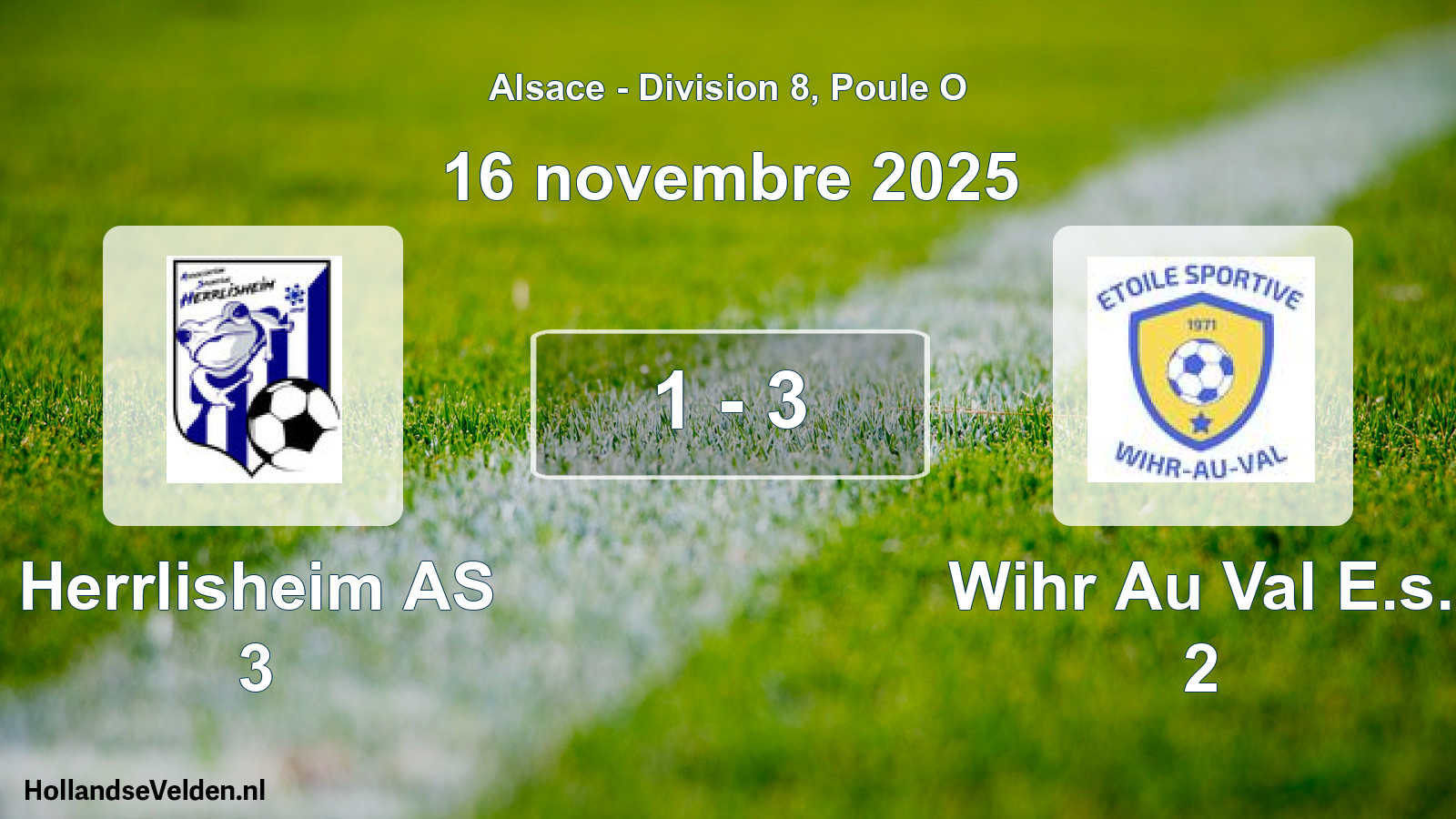 Total number of matches played: Herrlisheim AS 3 - Wihr Au Val E.s. 2 1 - 3 (16 November 2025)