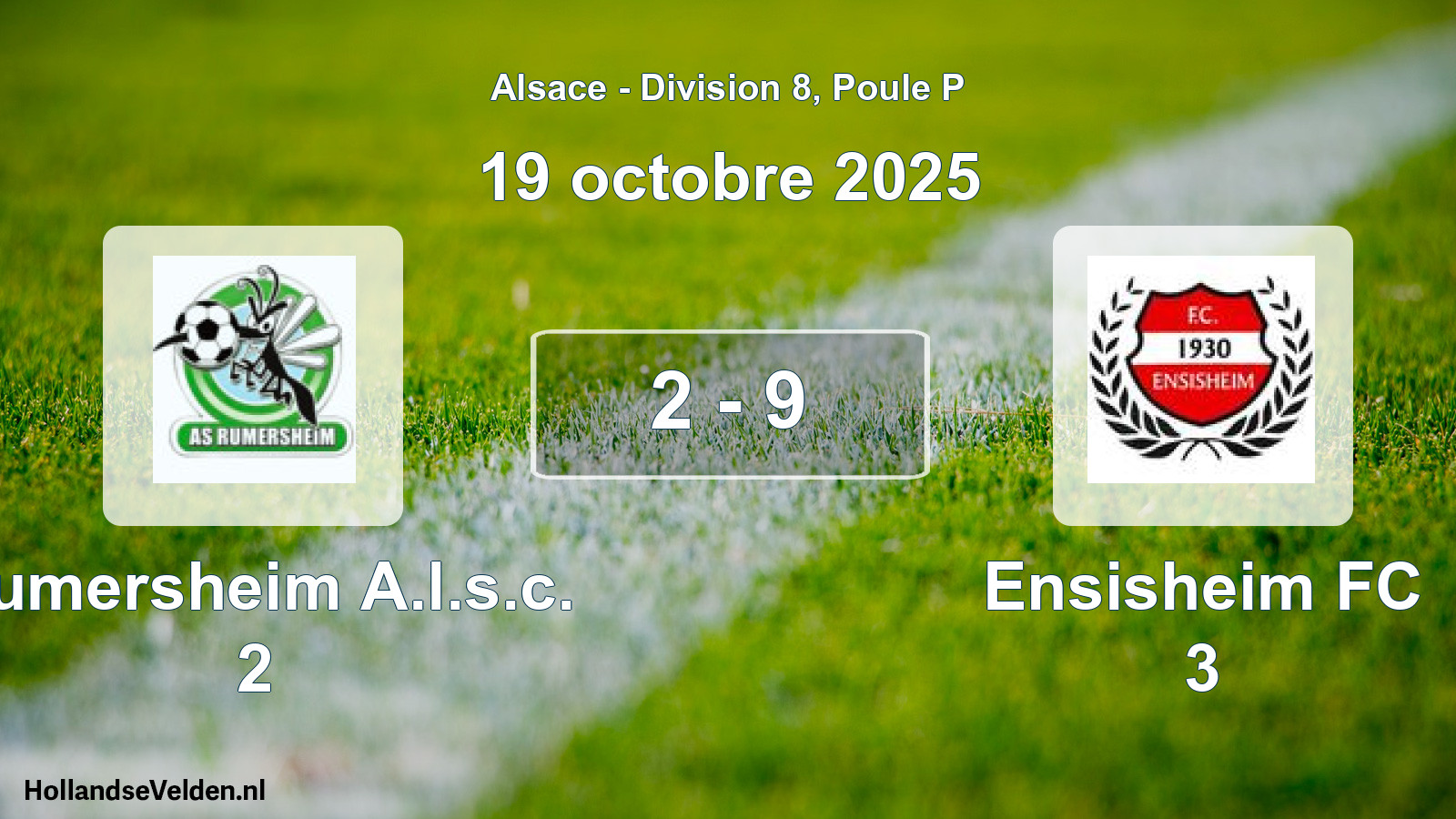 Total number of matches played: Rumersheim A.l.s.c. 2 - Ensisheim FC 3 2 - 9 (19 October 2025)