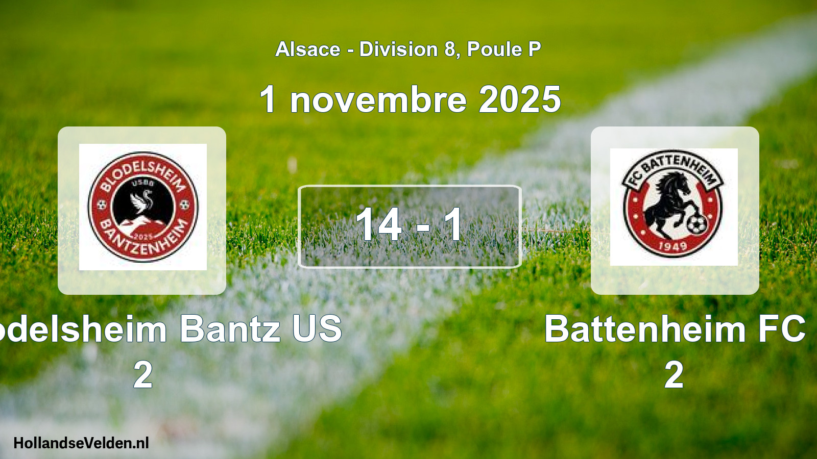 Total number of matches played: Blodelsheim Bantz US 2 - Battenheim FC 2 14 - 1 (1 November 2025)
