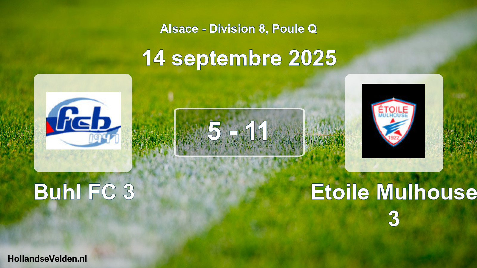 Total number of matches played: Buhl FC 3 - Etoile Mulhouse 3 5 - 11 (14 September 2025)