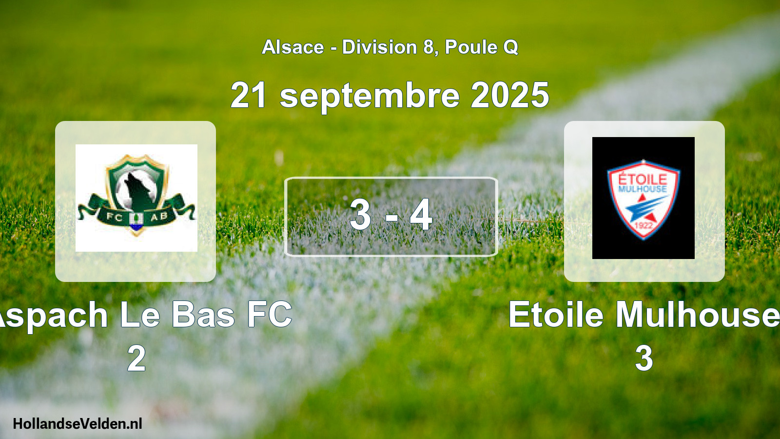 Match joué: Aspach Le Bas FC 2 - Etoile Mulhouse 3 3 - 4 (21 septembre 2025)