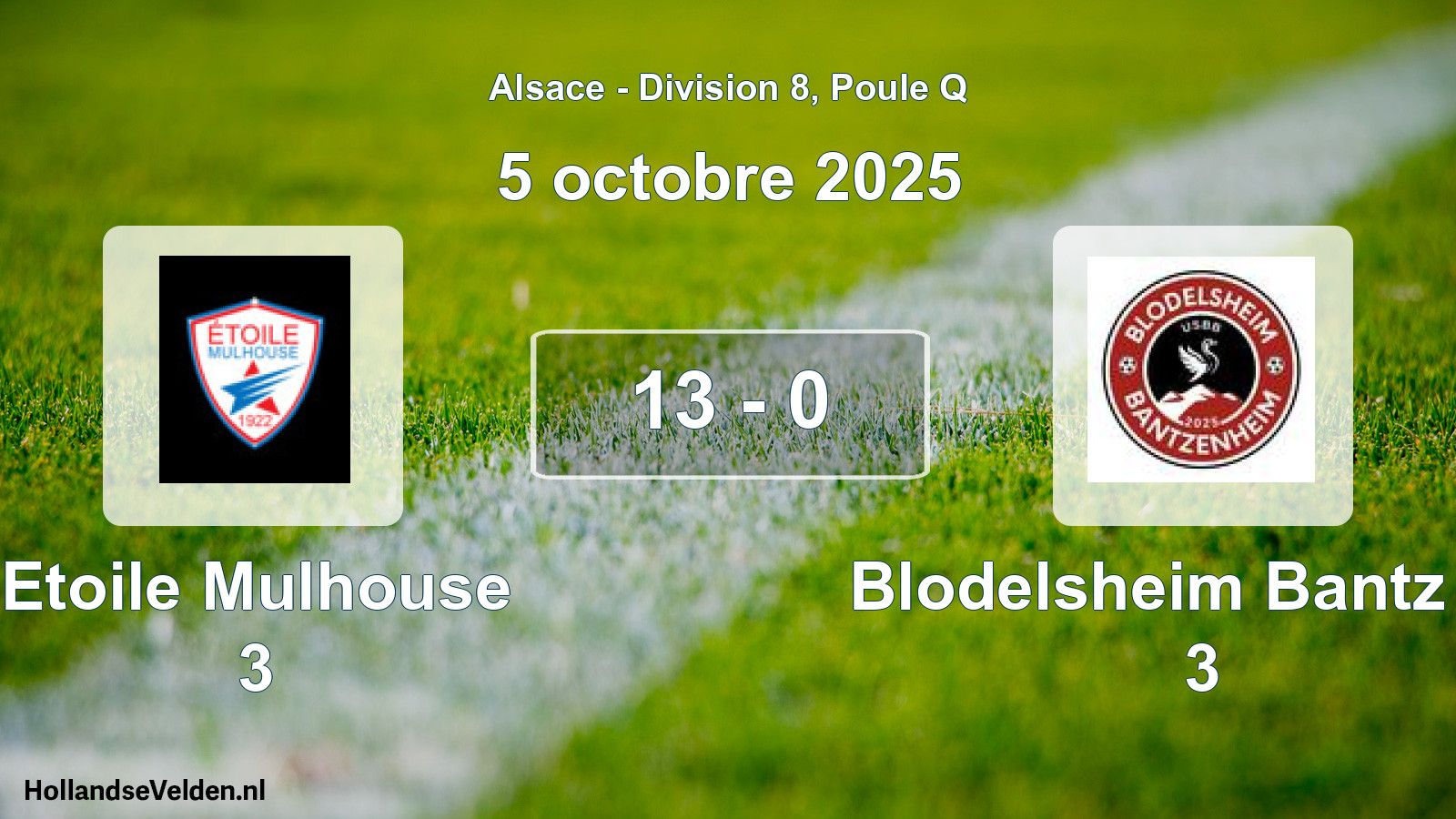 Gespeelde wedstrijd: Etoile Mulhouse 3 - Blodelsheim Bantz US 3 13 - 0 (5 oktober 2025)