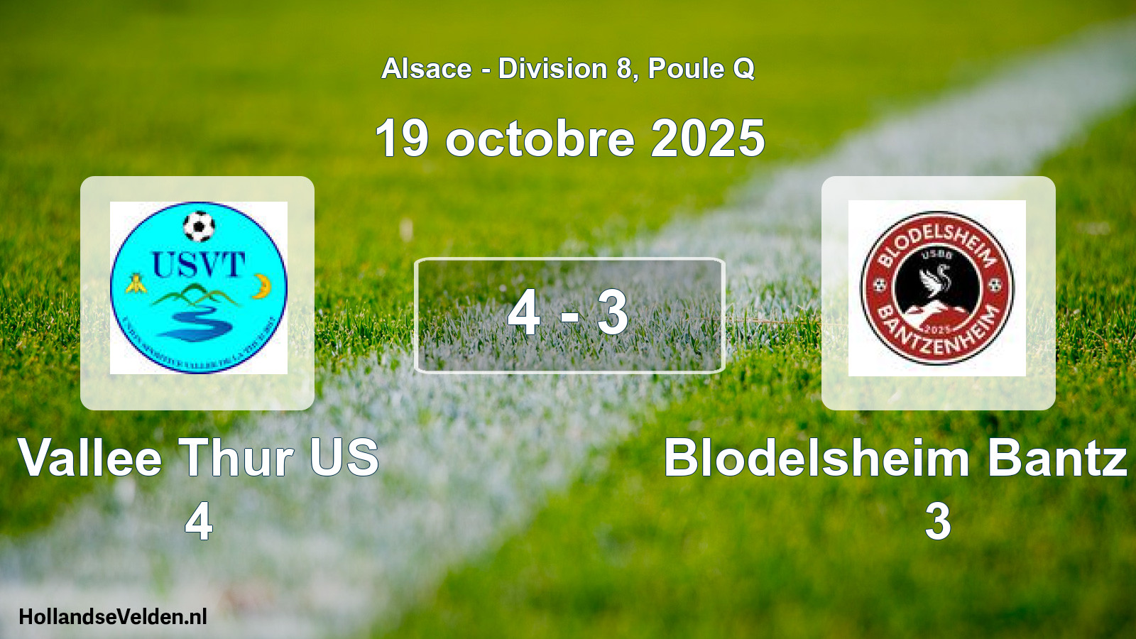 Match joué: Vallee Thur US 4 - Blodelsheim Bantz US 3 4 - 3 (19 octobre 2025)