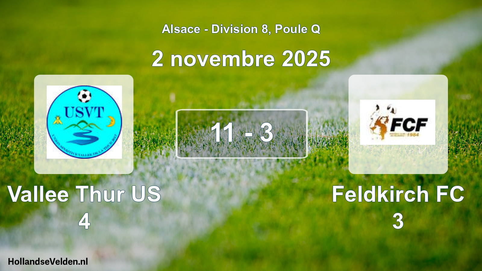 Match joué: Vallee Thur US 4 - Feldkirch FC 3 11 - 3 (2 novembre 2025)