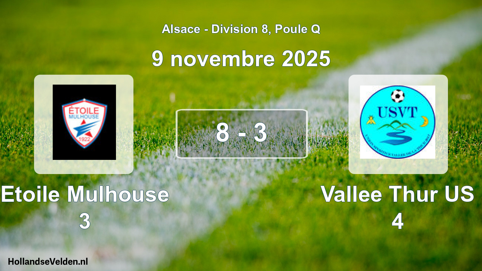 Match joué: Etoile Mulhouse 3 - Vallee Thur US 4 8 - 3 (9 novembre 2025)