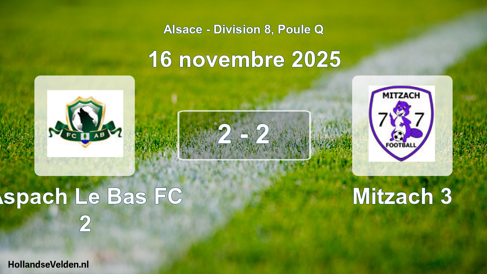 Match joué: Aspach Le Bas FC 2 - Mitzach 3 2 - 2 (16 novembre 2025)