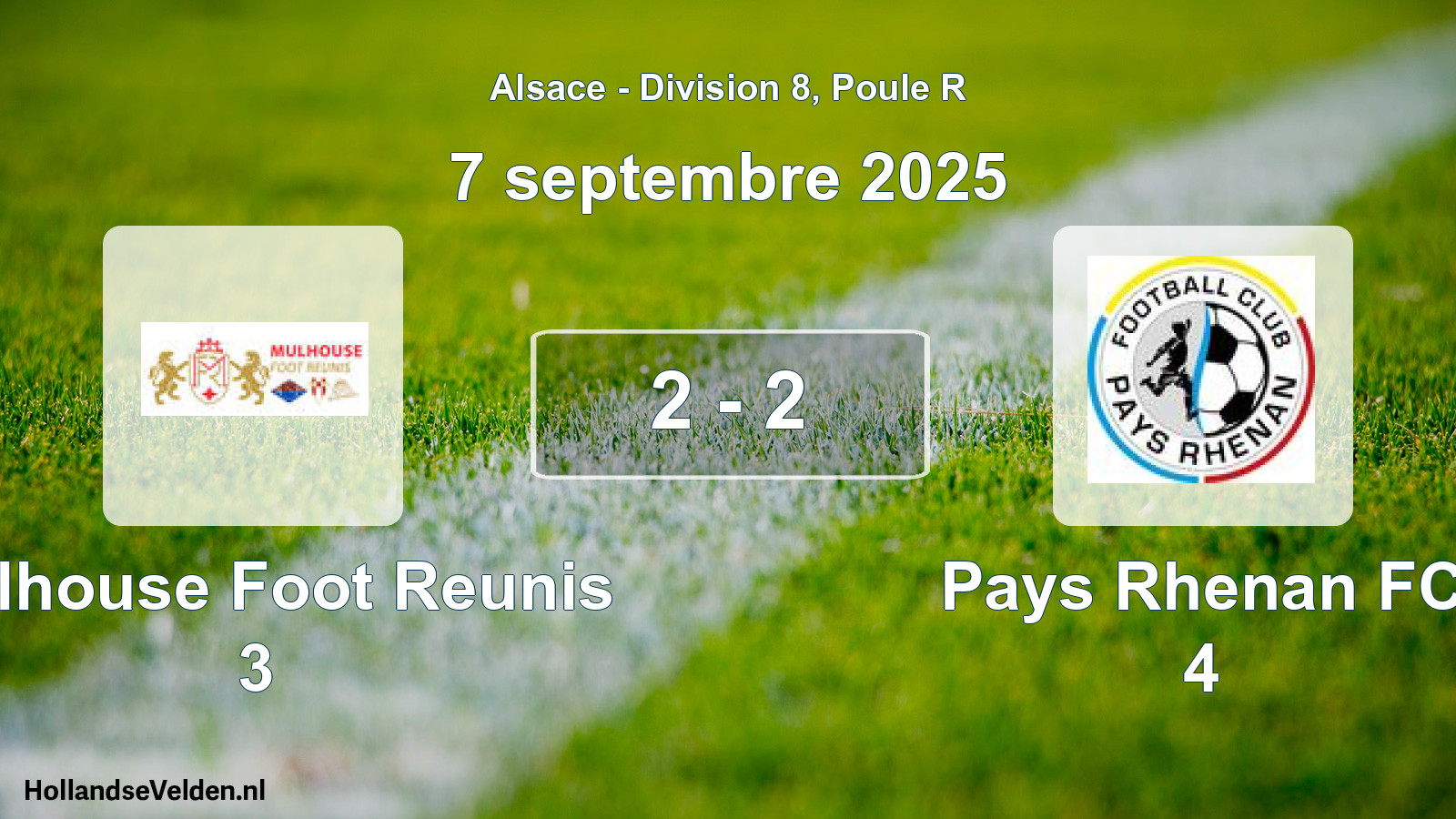 Total number of matches played: Mulhouse Foot Reunis 3 - Pays Rhenan FC 4 2 - 2 (7 September 2025)