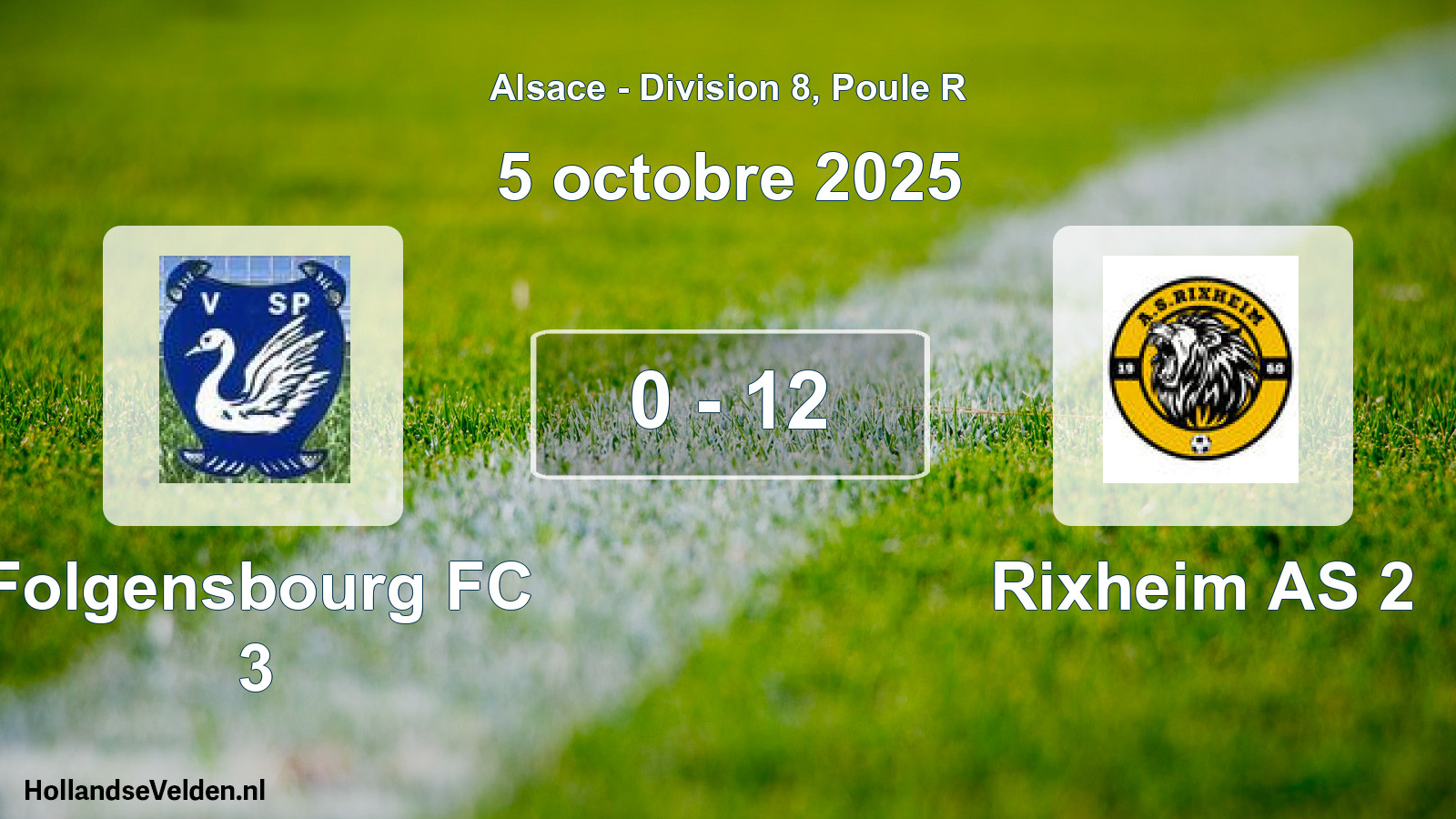 Match joué: Folgensbourg FC 3 - Rixheim AS 2 0 - 12 (5 octobre 2025)