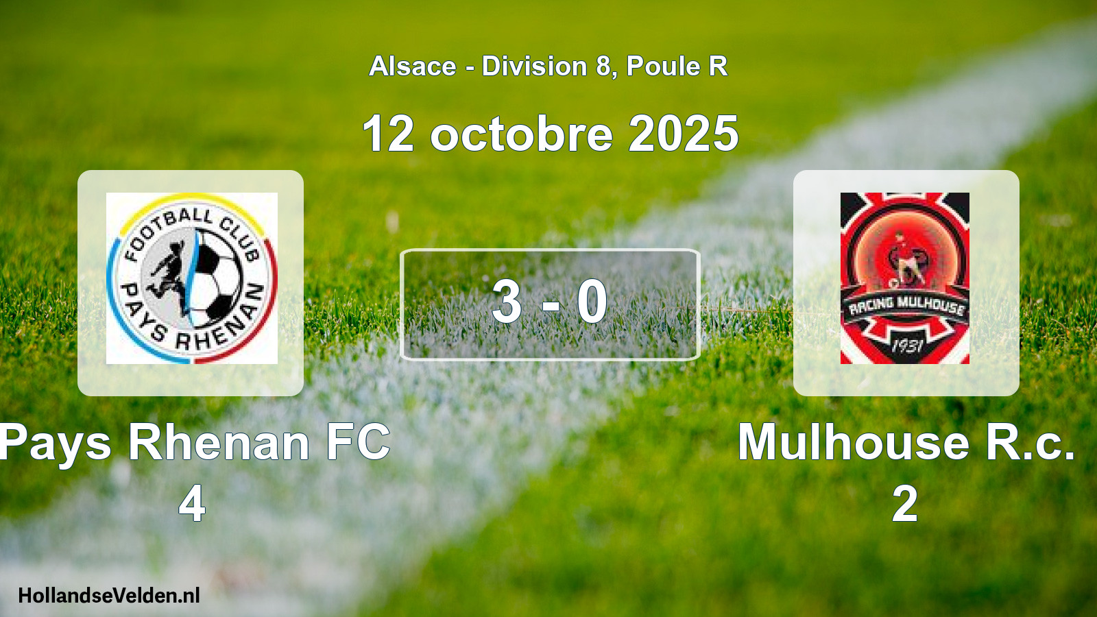 Match joué: Pays Rhenan FC 4 - Mulhouse R.c. 2 3 - 0 (12 octobre 2025)