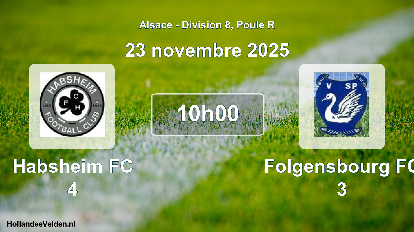 Match programmé: Habsheim FC 4 - Folgensbourg FC 3 (23 novembre 2025)