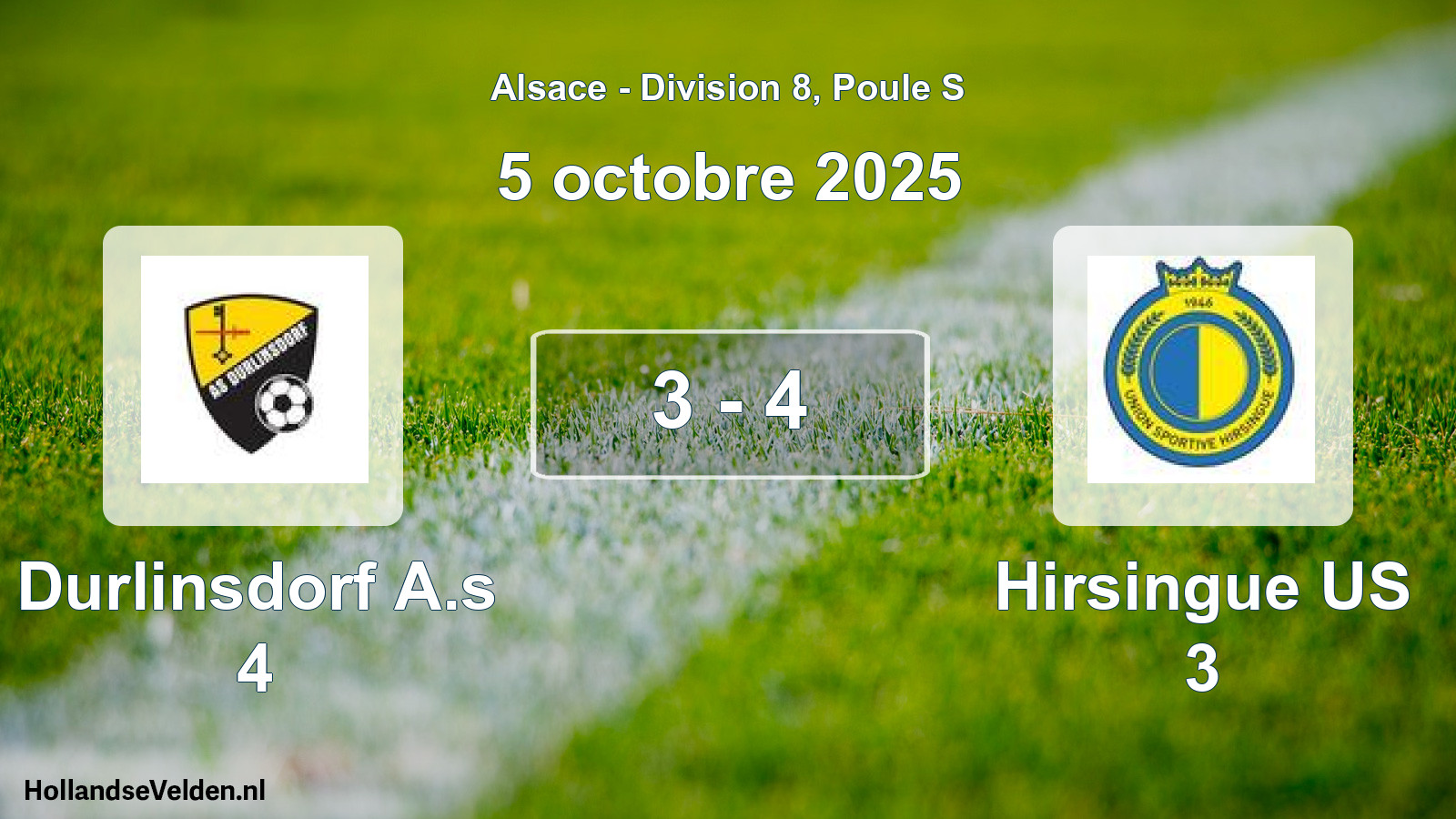 Total number of matches played: Durlinsdorf A.s 4 - Hirsingue US 3 3 - 4 (5 October 2025)