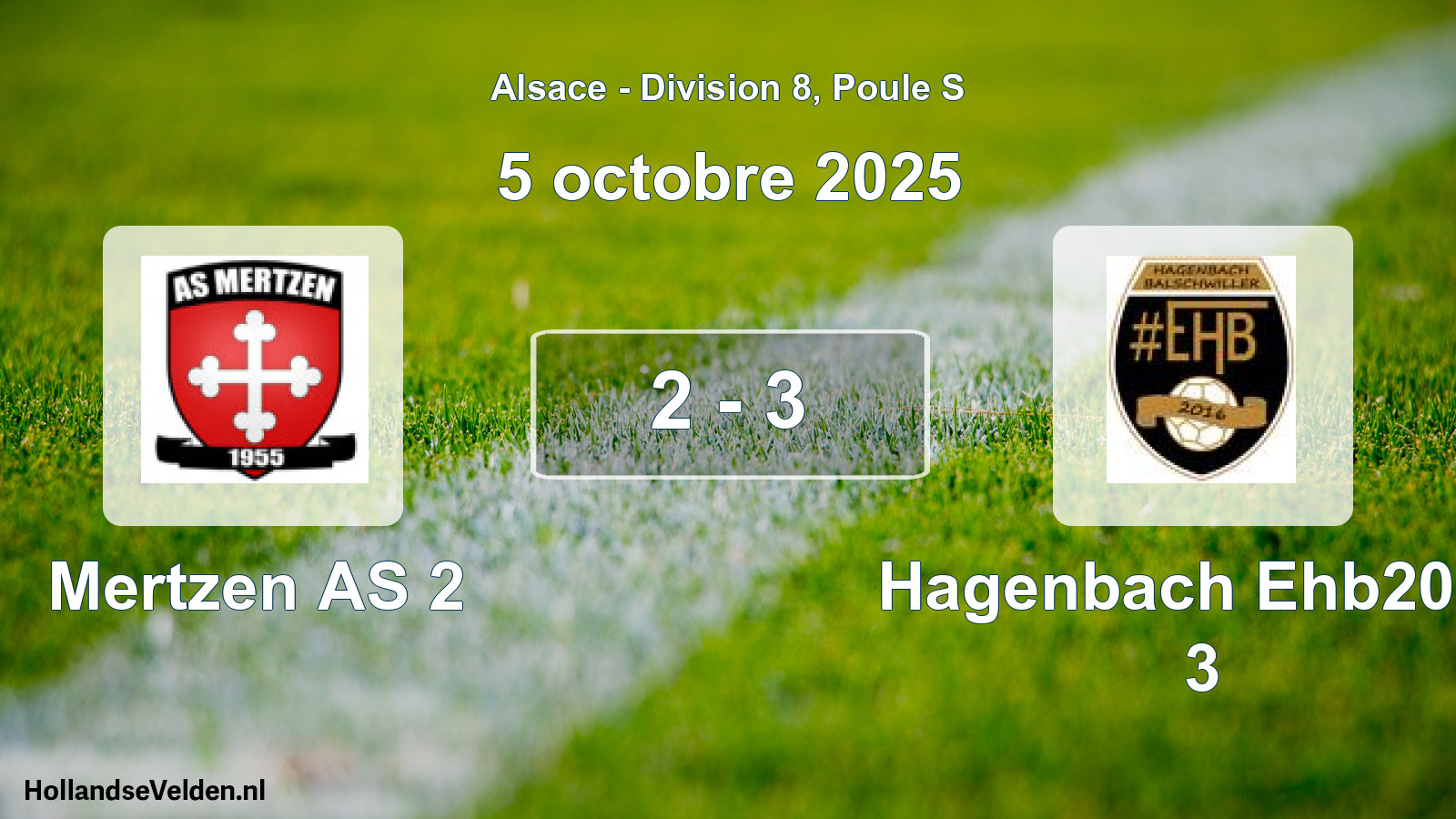 Match joué: Mertzen AS 2 - Hagenbach Ehb2016 3 2 - 3 (5 octobre 2025)