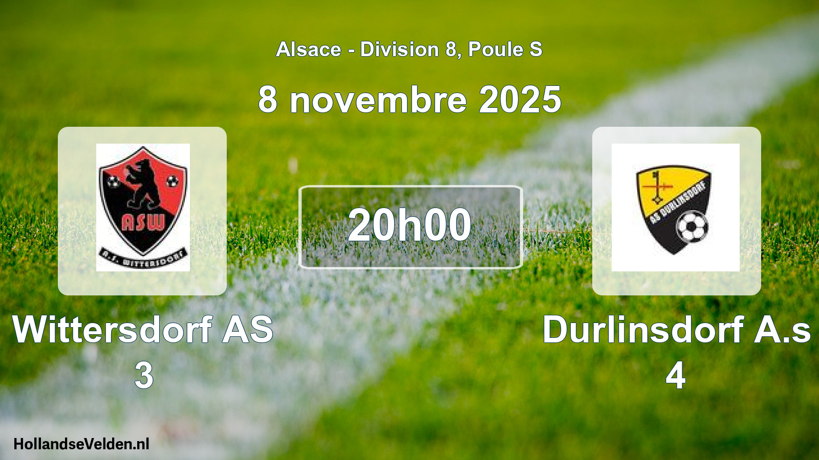 Match programmé: Wittersdorf AS 3 - Durlinsdorf A.s 4 (8 novembre 2025)