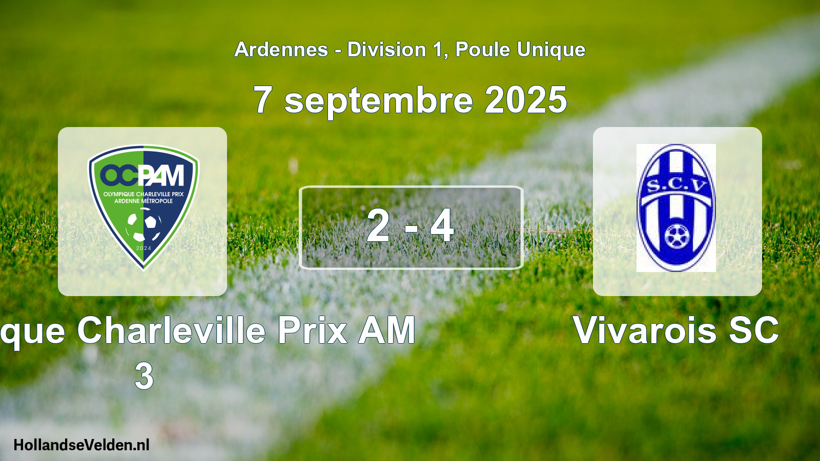 Gespeelde wedstrijd: Olympique Charleville Prix AM 3 - Vivarois SC 2 - 4 (7 september 2025)