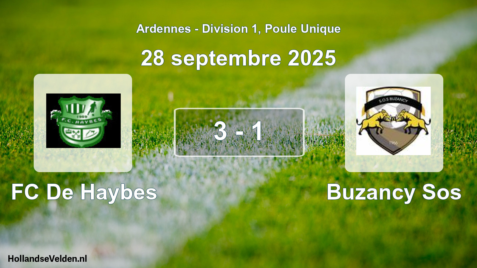 Total number of matches played: FC De Haybes - Buzancy Sos 3 - 1 (28 September 2025)
