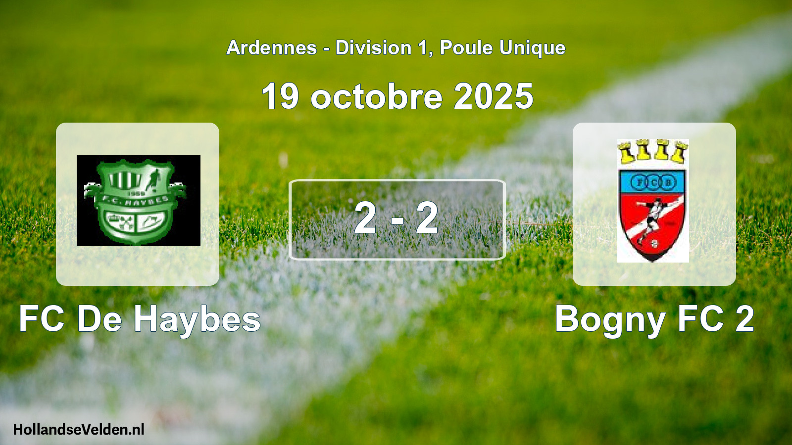 Total number of matches played: FC De Haybes - Bogny FC 2 2 - 2 (19 October 2025)