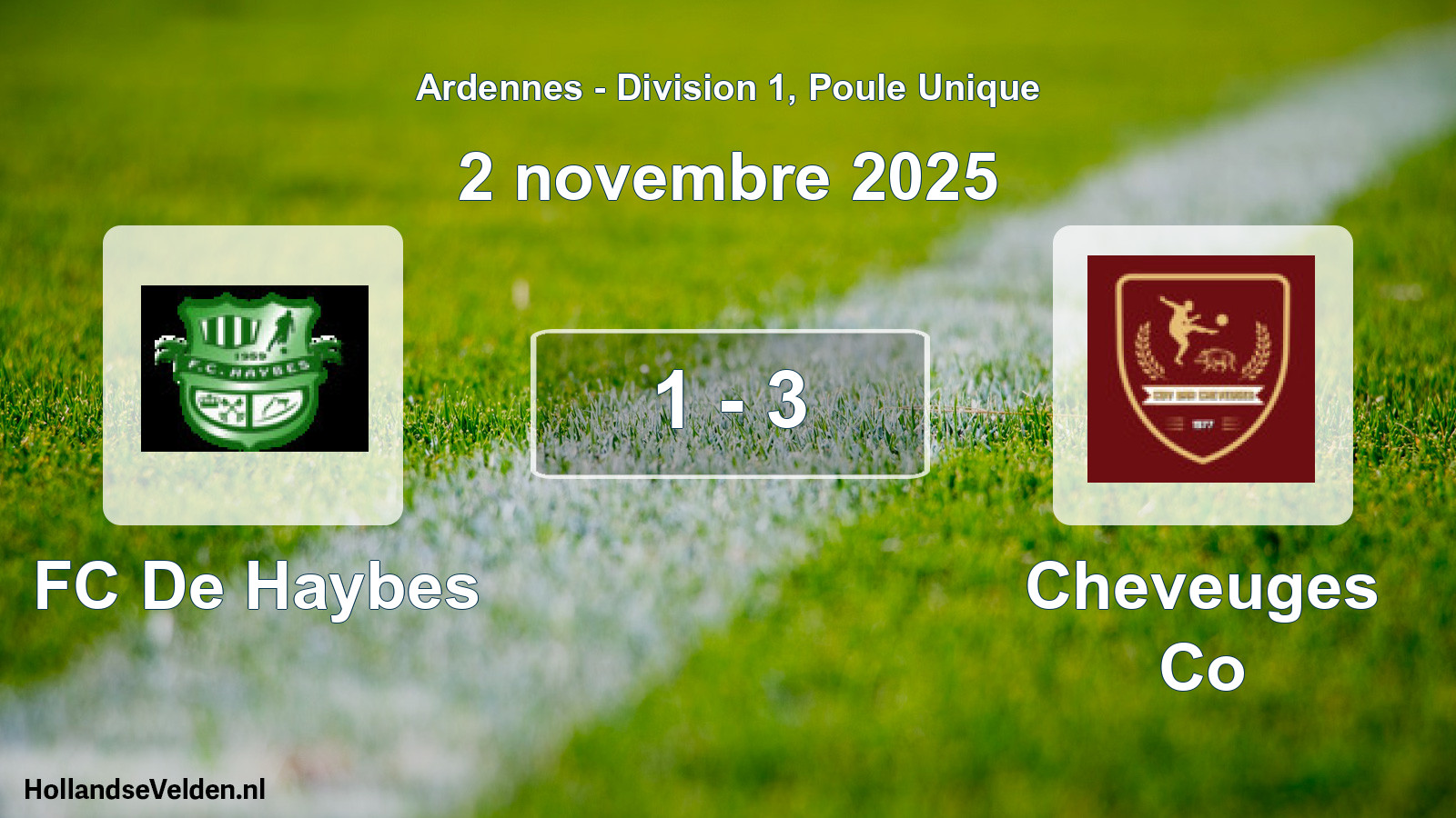 Match joué: FC De Haybes - Cheveuges Co 1 - 3 (2 novembre 2025)