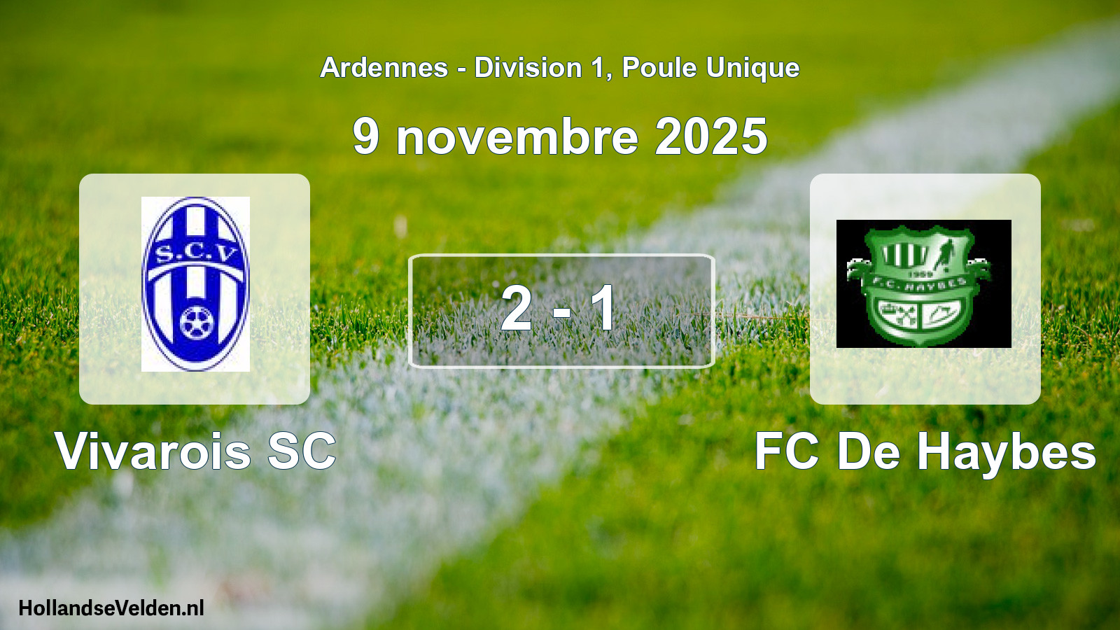 Total number of matches played: Vivarois SC - FC De Haybes 2 - 1 (9 November 2025)
