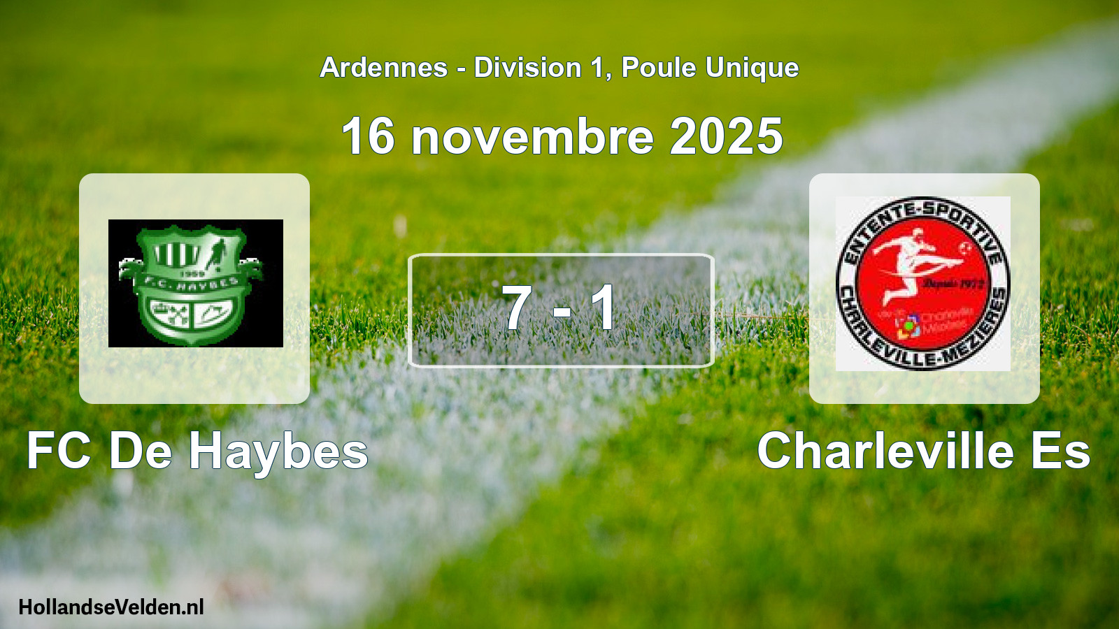 Match joué: FC De Haybes - Charleville Es 7 - 1 (16 novembre 2025)