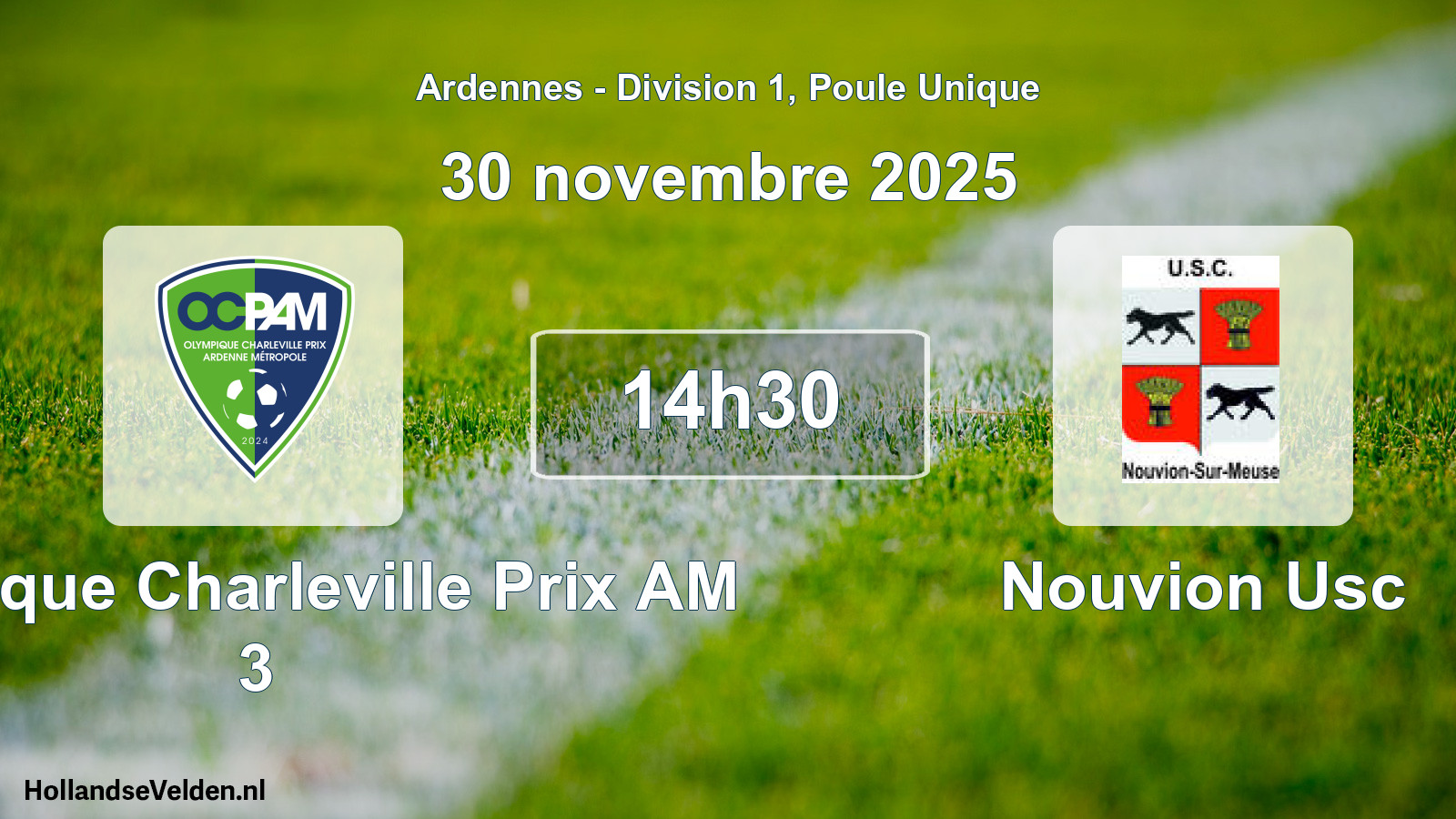Geplande wedstrijd: Olympique Charleville Prix AM 3 - Nouvion Usc (30 november 2025)