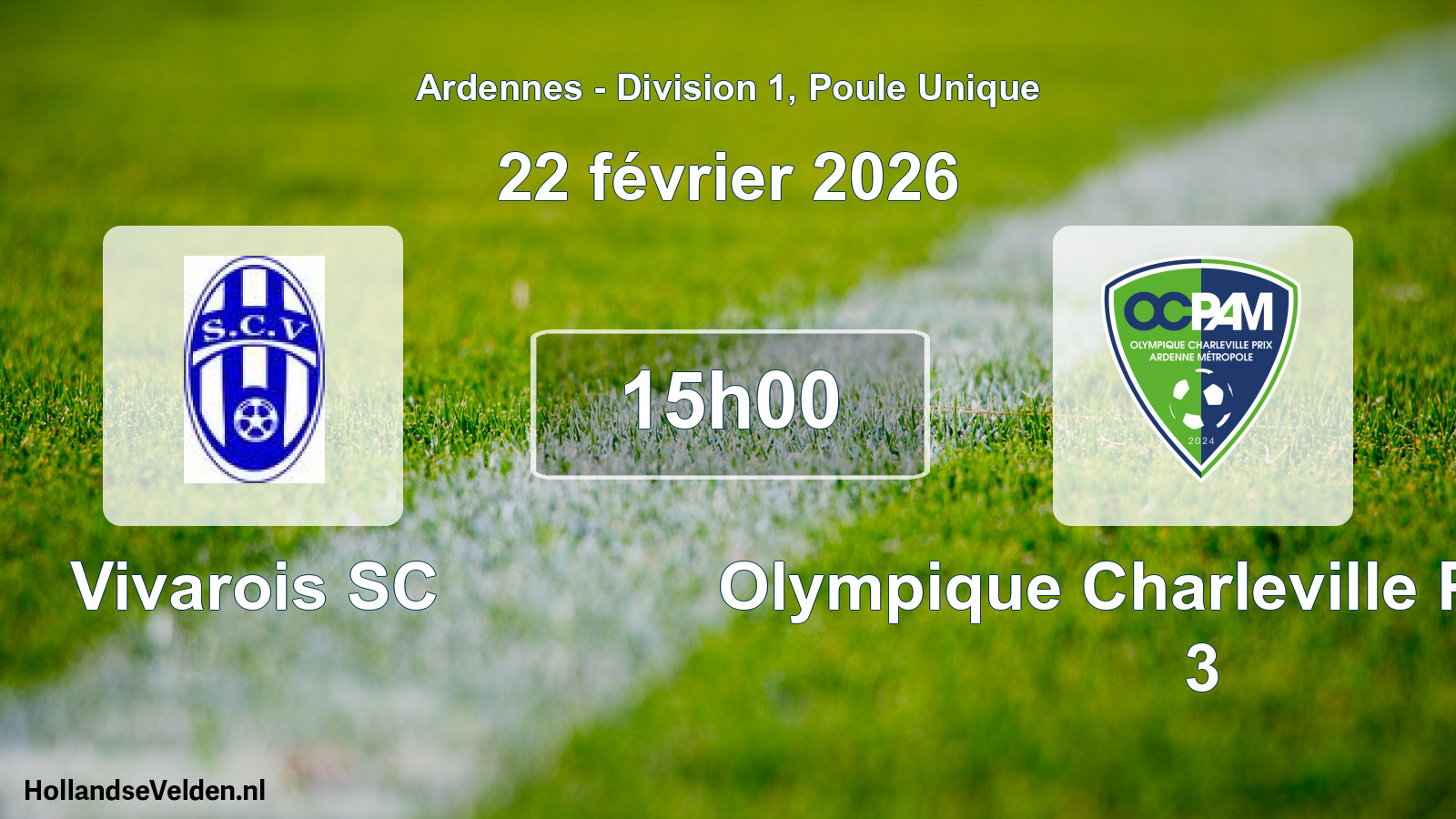 Match programmé: Vivarois SC - Olympique Charleville Prix AM 3 (22 février 2026)